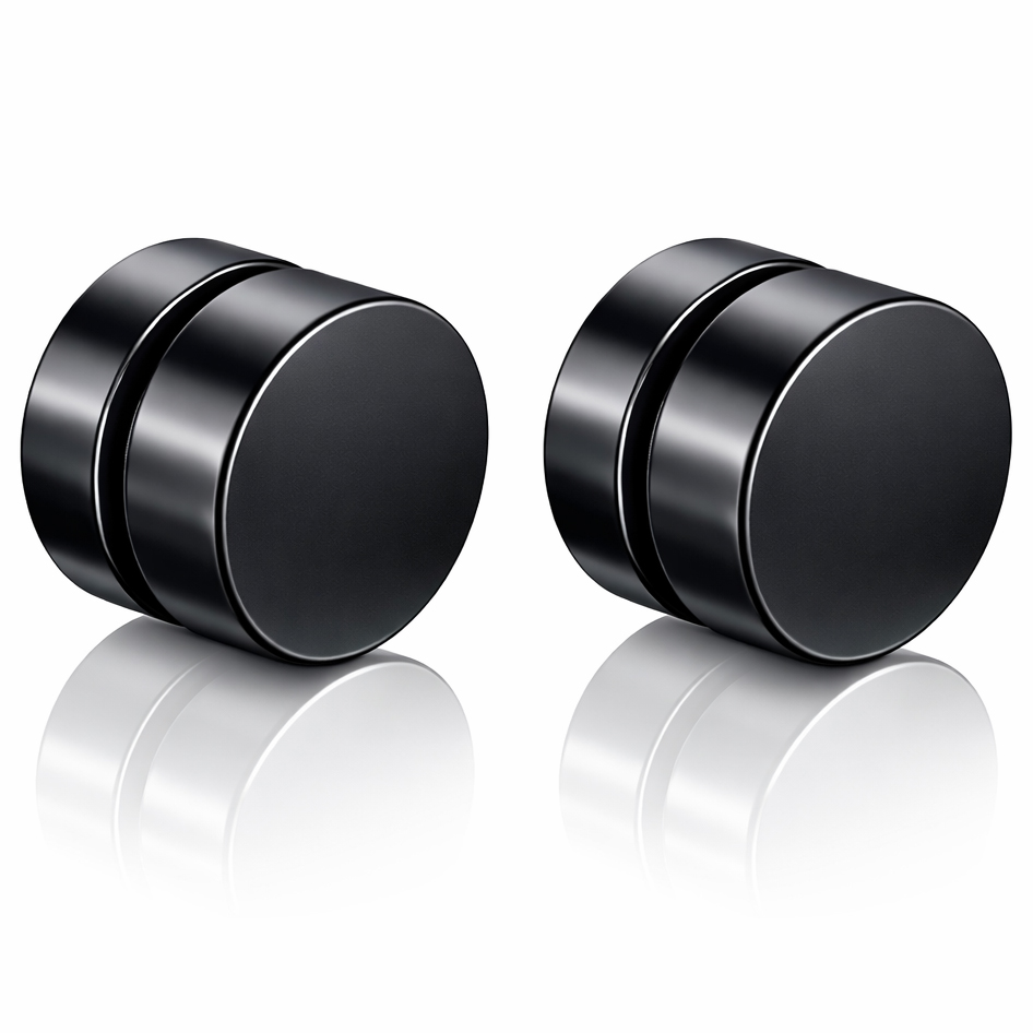 Magnetische Stud oorbellen Zwart 8mm