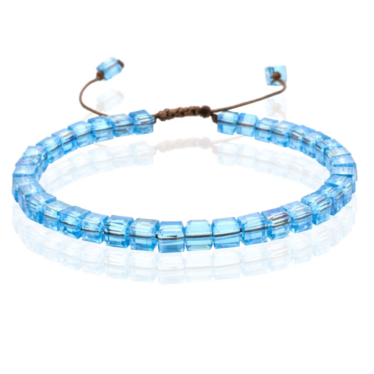 Memphis Bohemia Kralen Armband – 4mm Kristal Glas Blauw