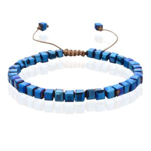 Memphis Bohemia Kralen Armband – 4mm Kristal Glas Donkerblauw