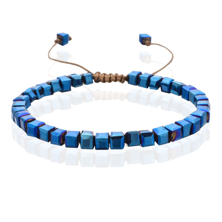 Memphis Bohemia Kralen Armband – 4mm Kristal Glas Donkerblauw