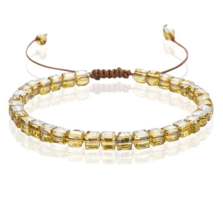 Memphis Bohemia Kralen Armband – 4mm Kristal Glas Geel