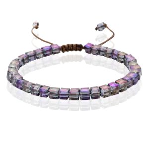 Memphis Bohemia Kralen Armband – 4mm Kristal Glas Paars