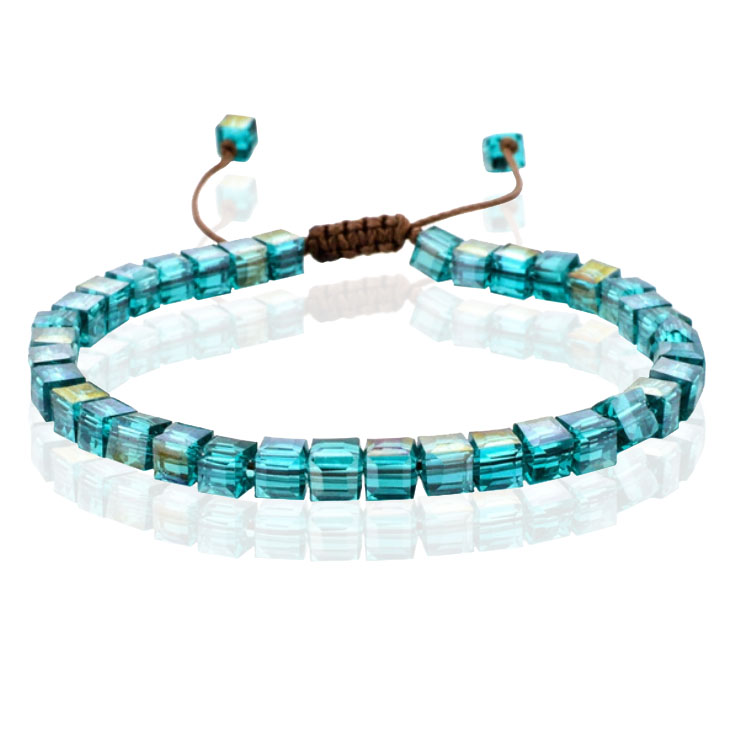 Memphis Bohemia Kralen Armband – 4mm Kristal Glas Turquoise