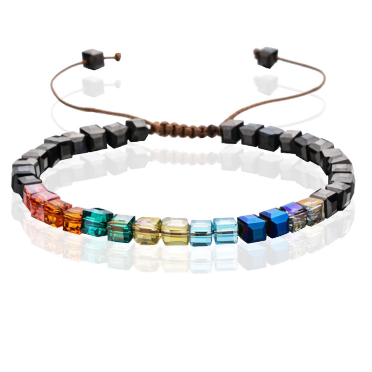 Memphis Bohemia Kralen Armband – 4mm Kristal Glas Zwart Multi