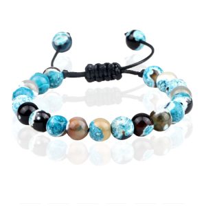Memphis Dames Armband 8mm Kralen – Light Blue Fire