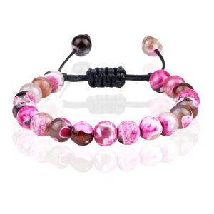 Memphis Dames Armband 8mm Kralen – Rose Red Fire