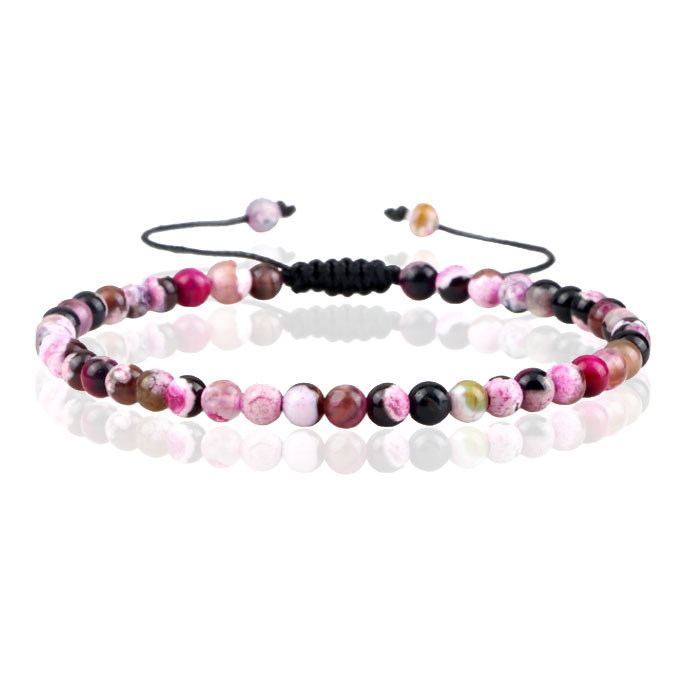Memphis Fire Armband Natuursteen Kralen – Rose Red Fire
