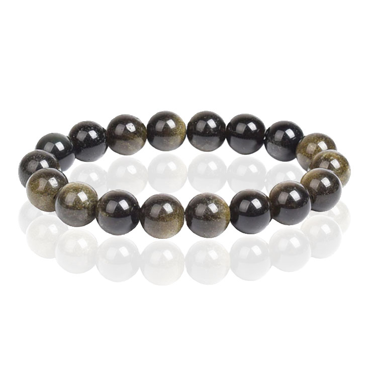Memphis Natuursteen Armband 10mm – Gold Obsidian