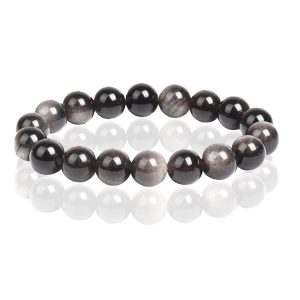 Memphis Natuursteen Armband 10mm – Silver Obsidian