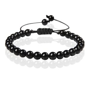 Memphis No.2 Natuursteen Armband Dames – 6mm Black Agate