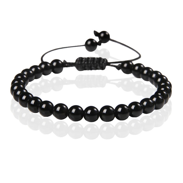 Memphis No.2 Natuursteen Armband Dames – 6mm Black Agate
