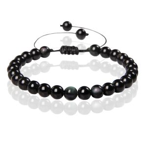 Memphis No.2 Natuursteen Armband Dames – 6mm Color Obsidian