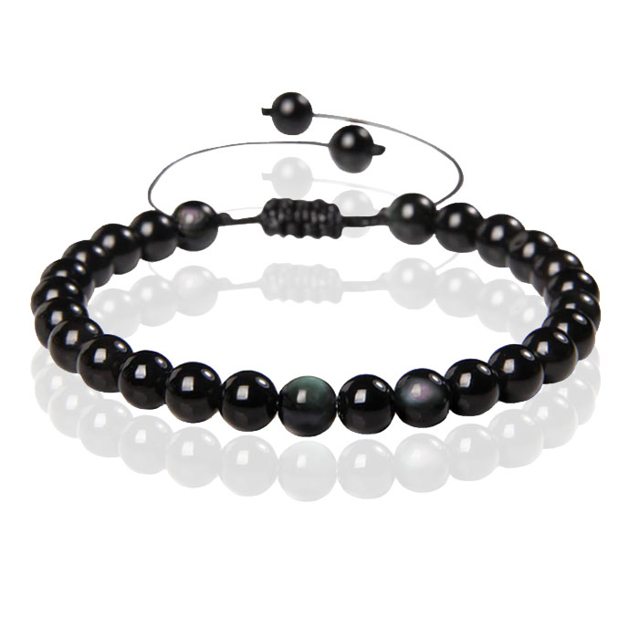 Memphis No.2 Natuursteen Armband Dames – 6mm Color Obsidian