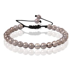 Memphis No.2 Natuursteen Armband Dames – 6mm Grijze Agaat