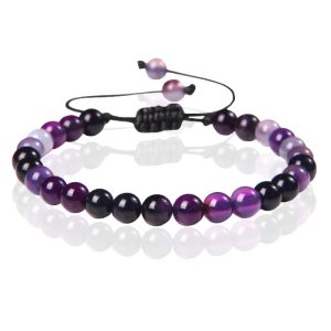 Memphis No.2 Natuursteen Armband Dames – 6mm Paarse Agaat