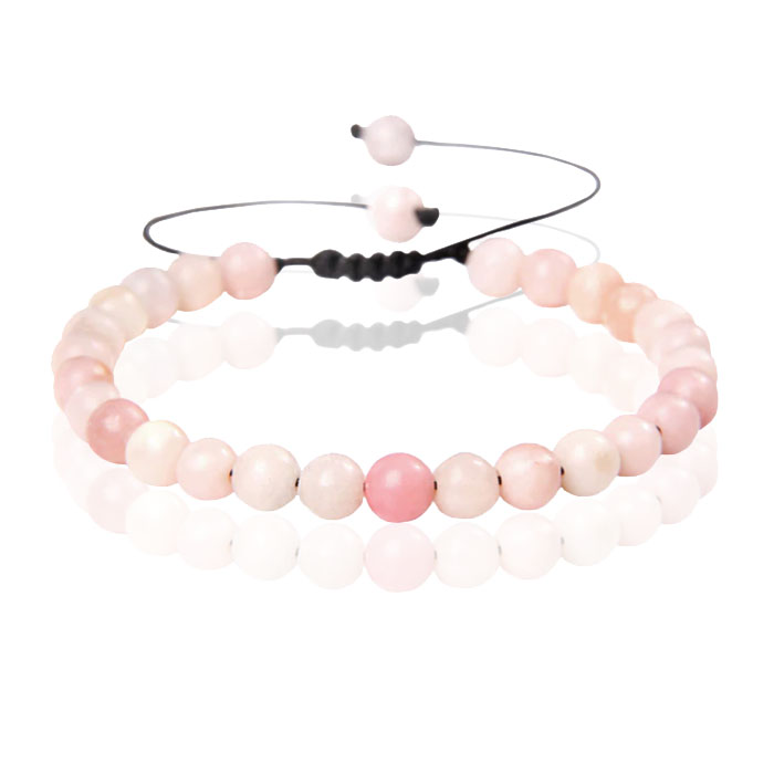 Memphis No.2 Natuursteen Armband Dames – 6mm Pink Opal