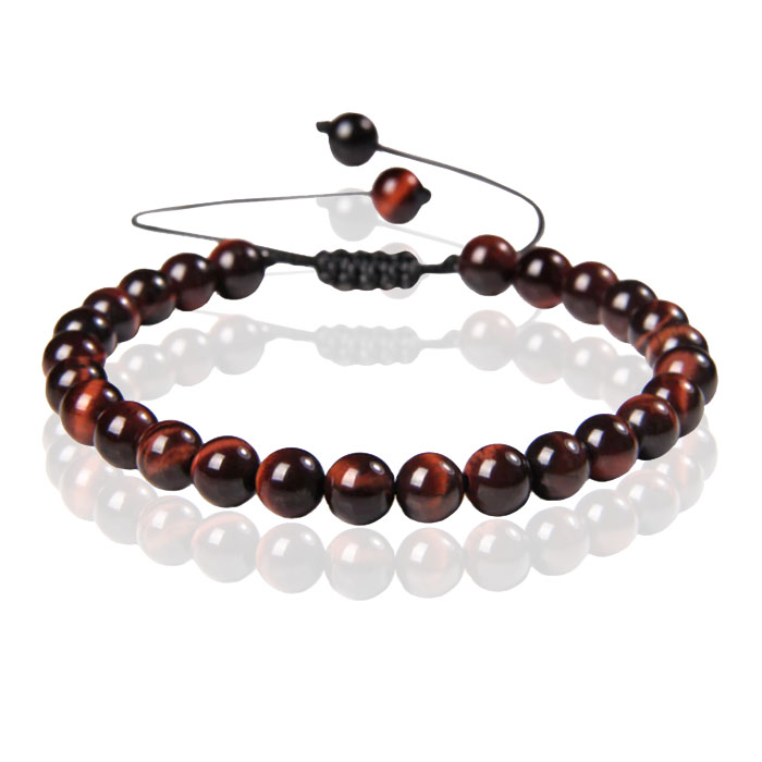 Memphis No.2 Natuursteen Armband Dames – 6mm Rode Tijgeroog