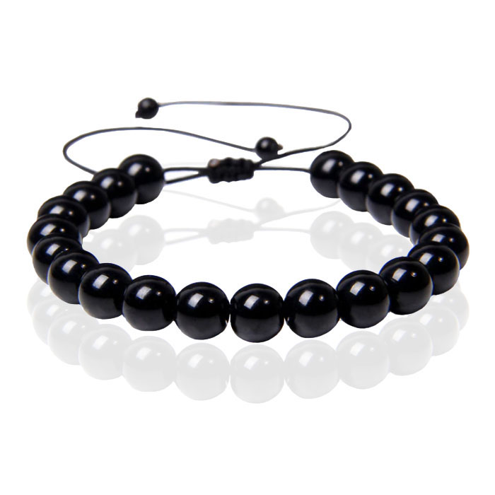 Memphis No.3 Dames Armband – 8mm Black Glass