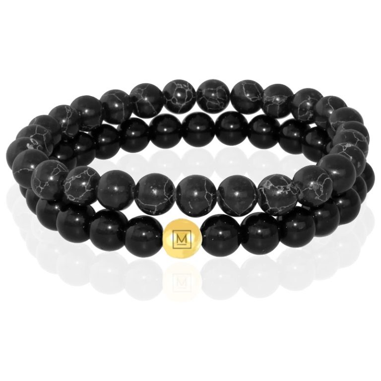 Memphis DUO Kralenarmbanden set “Pitch Black”-21cm