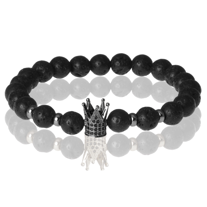 Memphis kralen armband Lavasteen Crown Black