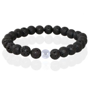 Memphis Kralen Armband Lavasteen Edelstaal Kraal-19cm
