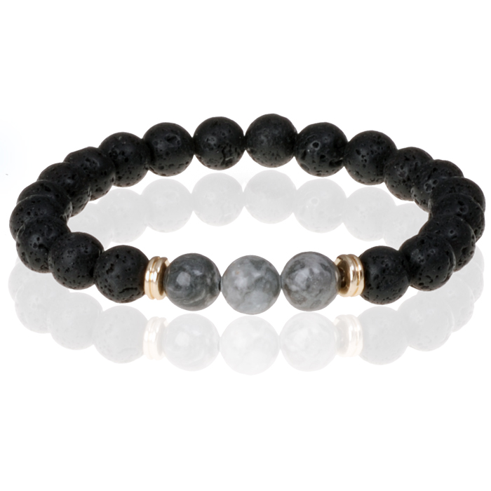 Memphis Kralen armband Lavastone Royalty Grey