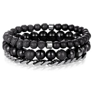 Memphis kralen armbanden Set Agaat Zwart