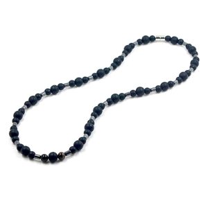 Memphis kralen ketting Mat Agaat Hematiet – 55cm