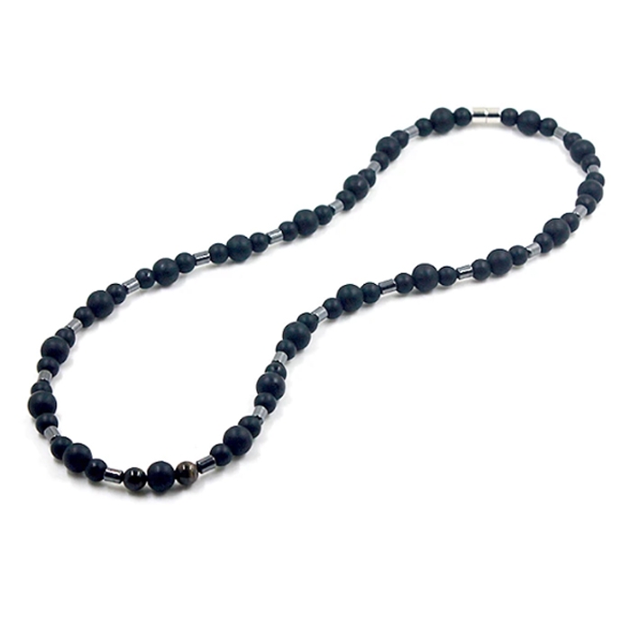 Memphis kralen ketting Mat Agaat Hematiet – 55cm