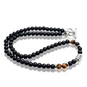 Memphis kralen ketting Onyx Zwart Bruin – 45cm