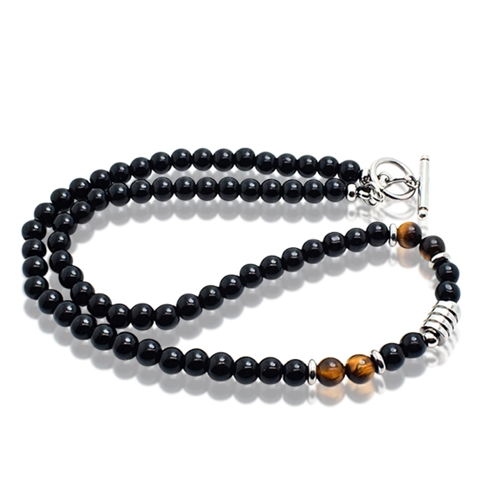 Memphis kralen ketting Onyx Zwart Bruin – 45cm