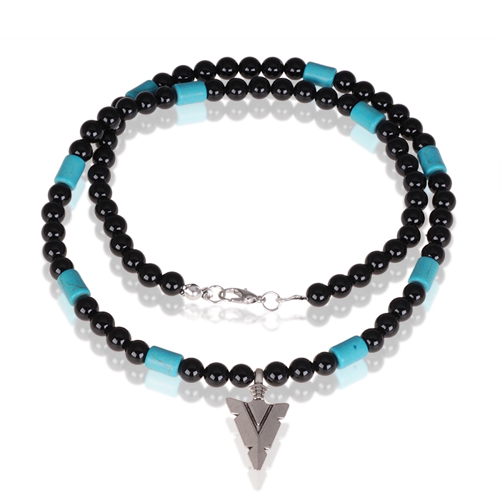 Memphis kralen ketting Zwart Agaat Arrow – 50cm