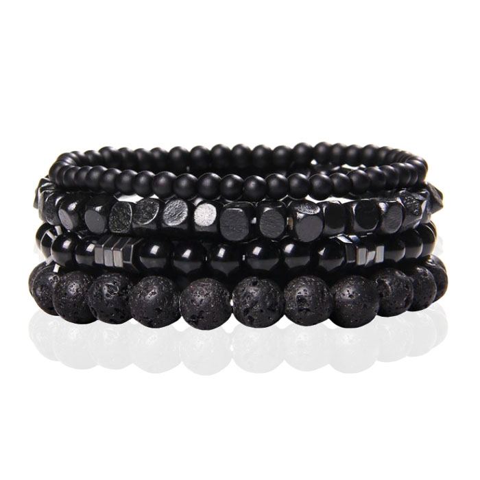 Memphis Stacked Armband – Hout & Agaat Zwart