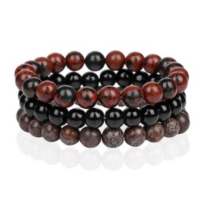 Memphis Stacked Heren Armbanden set – 8mm Brown-21cm