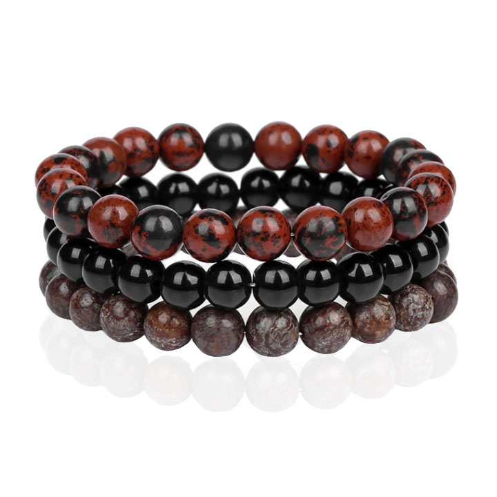 Memphis Stacked Heren Armbanden set – 8mm Brown-21cm
