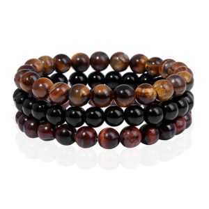 Memphis Stacked Heren Armbanden set – 8mm Tiger Onyx-17cm