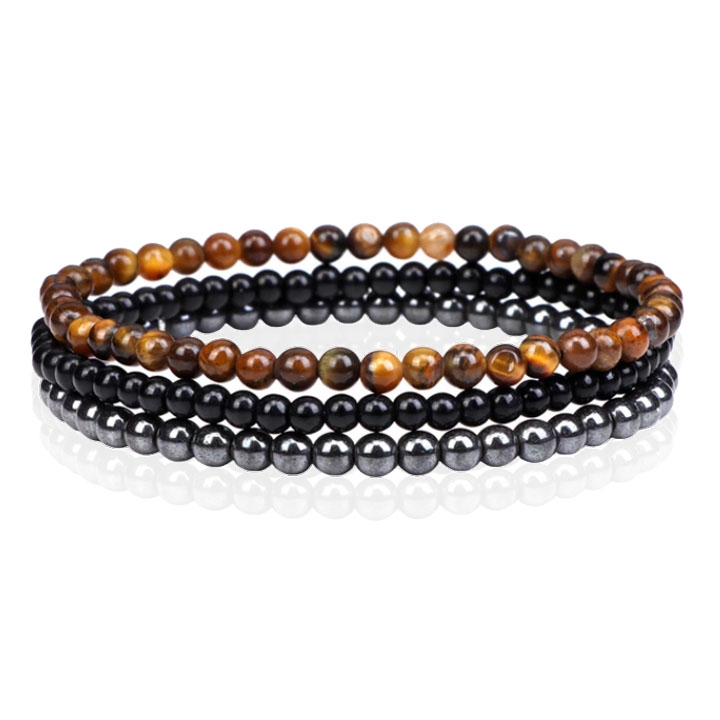 Memphis Stacked Heren Armbanden set – Dark-21cm