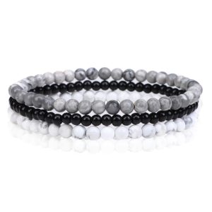 Memphis Stacked Heren Armbanden set – Grey-21cm
