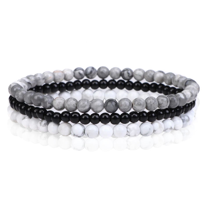Memphis Stacked Heren Armbanden set – Grey-19cm