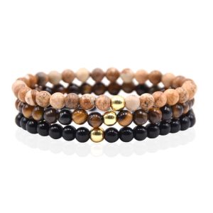 Memphis Stacked Kralen Armbanden set – 6mm Brown
