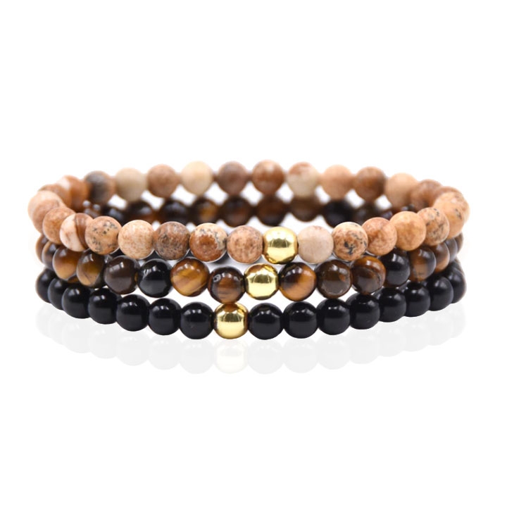 Memphis Stacked Kralen Armbanden set – 6mm Brown