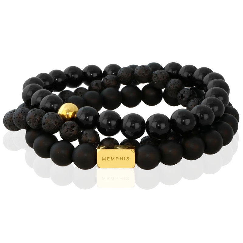 Memphis TRIO Kralenarmbanden set “Blackjack”-19cm