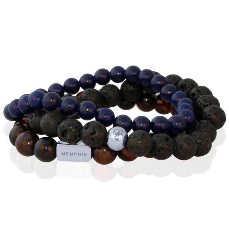 Memphis TRIO Kralenarmbanden set “Blue Night”-21cm