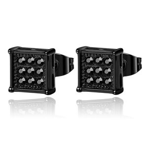 Mendes Heren Oorbellen – Nine Stone Stud Black