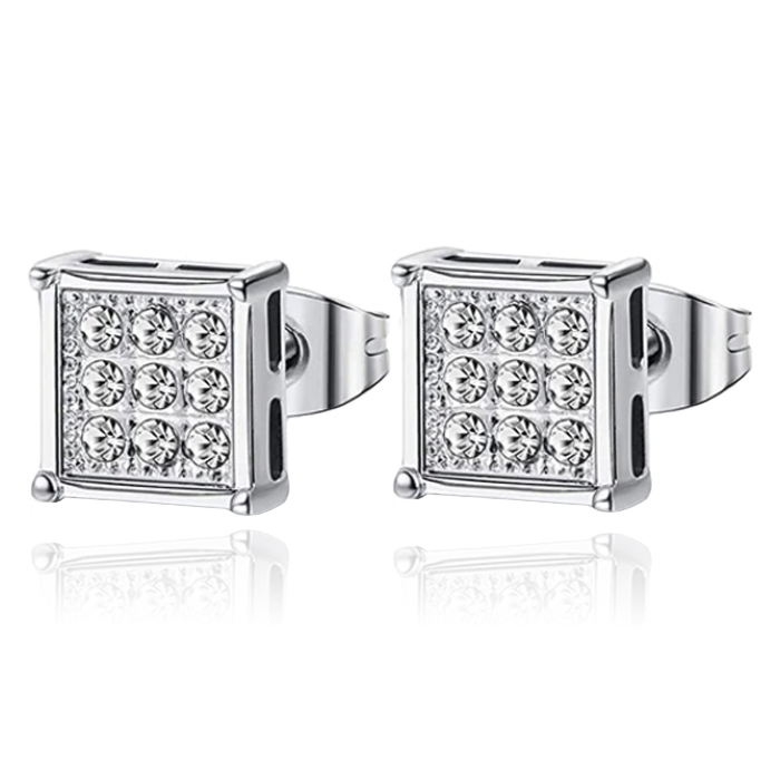 Mendes Heren Oorbellen – Nine Stone Stud Silver