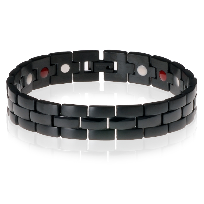 Mendes heren armband Edelstaal Magneet Zwart