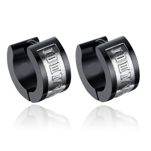 Mendes heren oorringen Roman Numeral Black