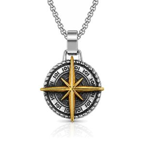Mendes heren ketting Edelstaal Kompas Amulet