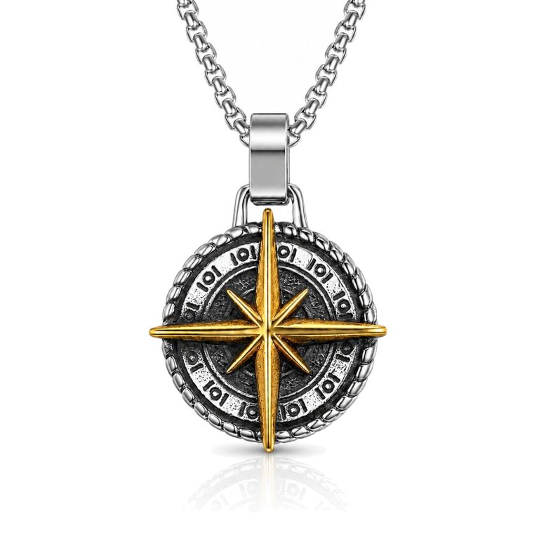 Mendes heren ketting Edelstaal Kompas Amulet