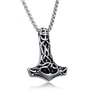 Mendes heren ketting Edelstaal Viking Thors Hamer Zilverkleurig